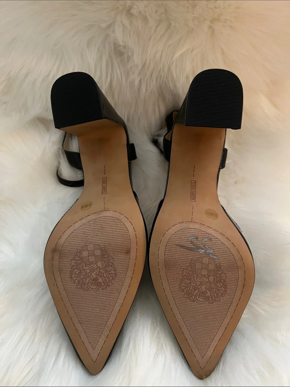 Vince Camuto Black Patent Pointed-Toe Ankle-Strap Heels - Picture 3 of 3